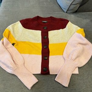 3 FOR $15 - WORN ONCE CROPPED MULTICOLORED STRIPPED SWEATER